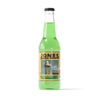 Green soda bottle with yellow label