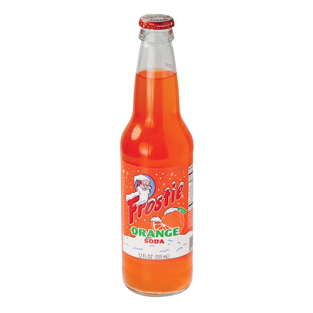 Glass bottle of orange soda