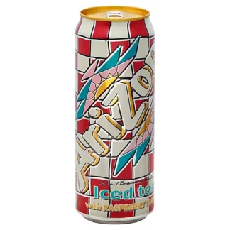 Slim colorful Arizona Raspberry Iced Tea can