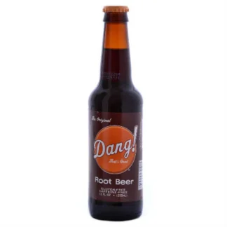 Glass bottle of Dang! root beer