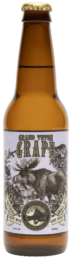 Bottle of Grand Teton grape soda
