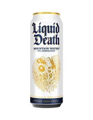 Can of Liquid Death mountain water