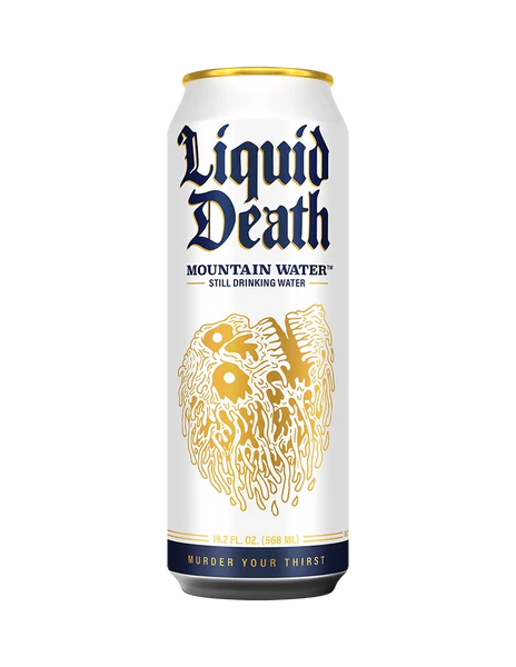 Can of Liquid Death mountain water