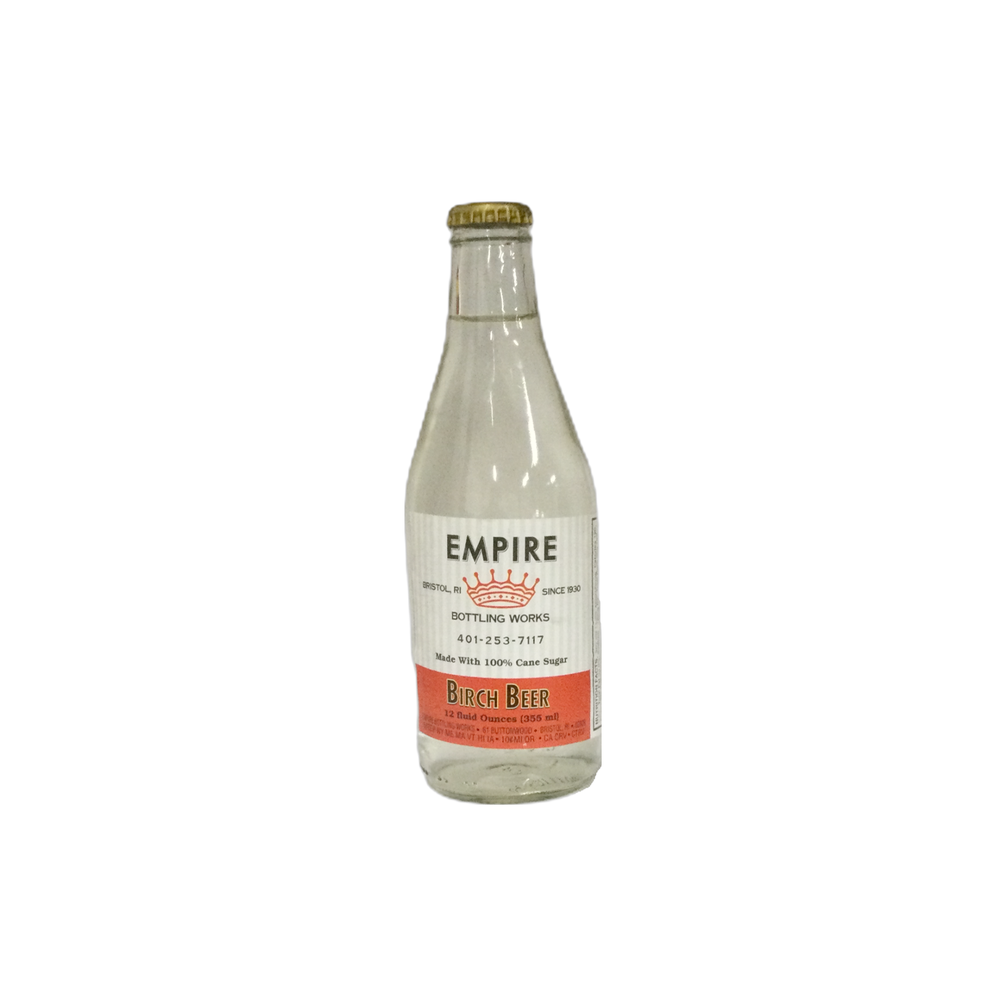 Glass bottle of birch beer