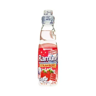 Strawberry Ramune soda bottle with marble top