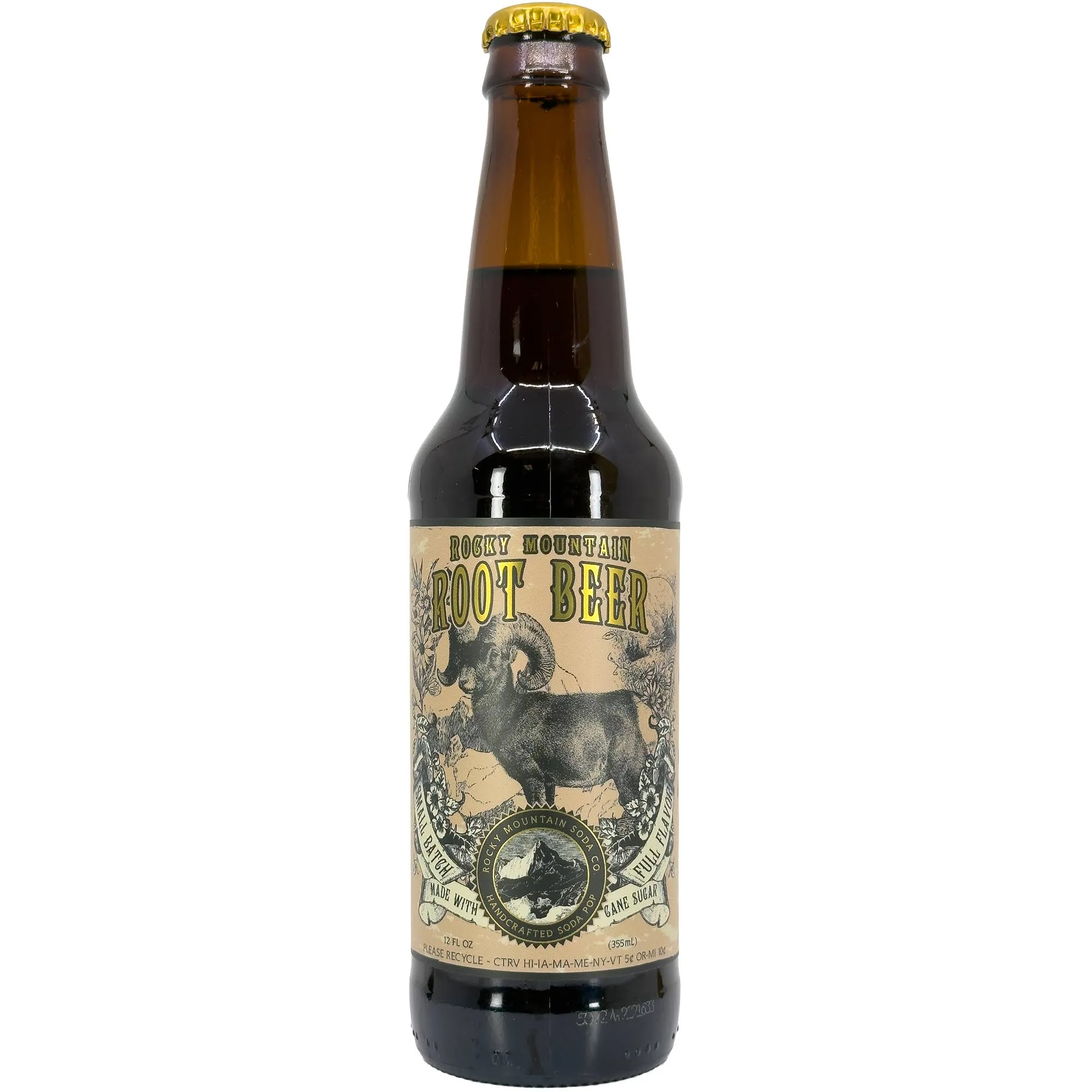 Rocky Mountain Soda - 24 Pack - Root Beer 12oz (Glass)