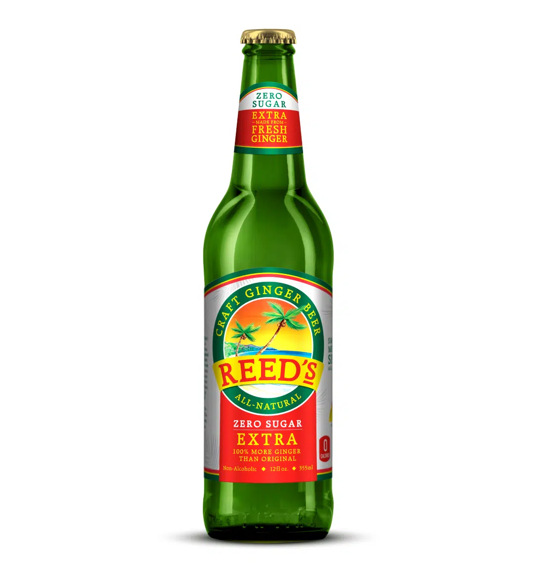 Green Reed's ginger beer bottle with label