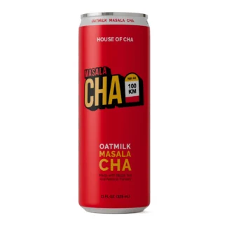 Red can of masala oatmilk chai