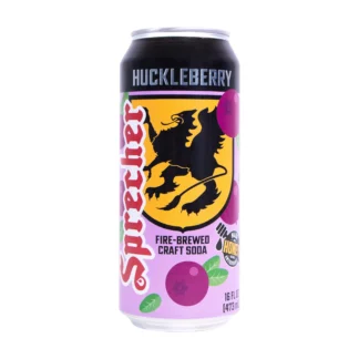 Huckleberry craft soda can with crest