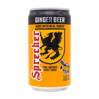 Orange ginger beer can with black crest