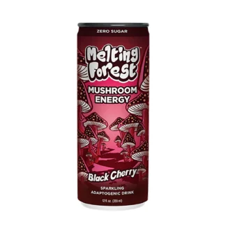 Black cherry mushroom energy drink can
