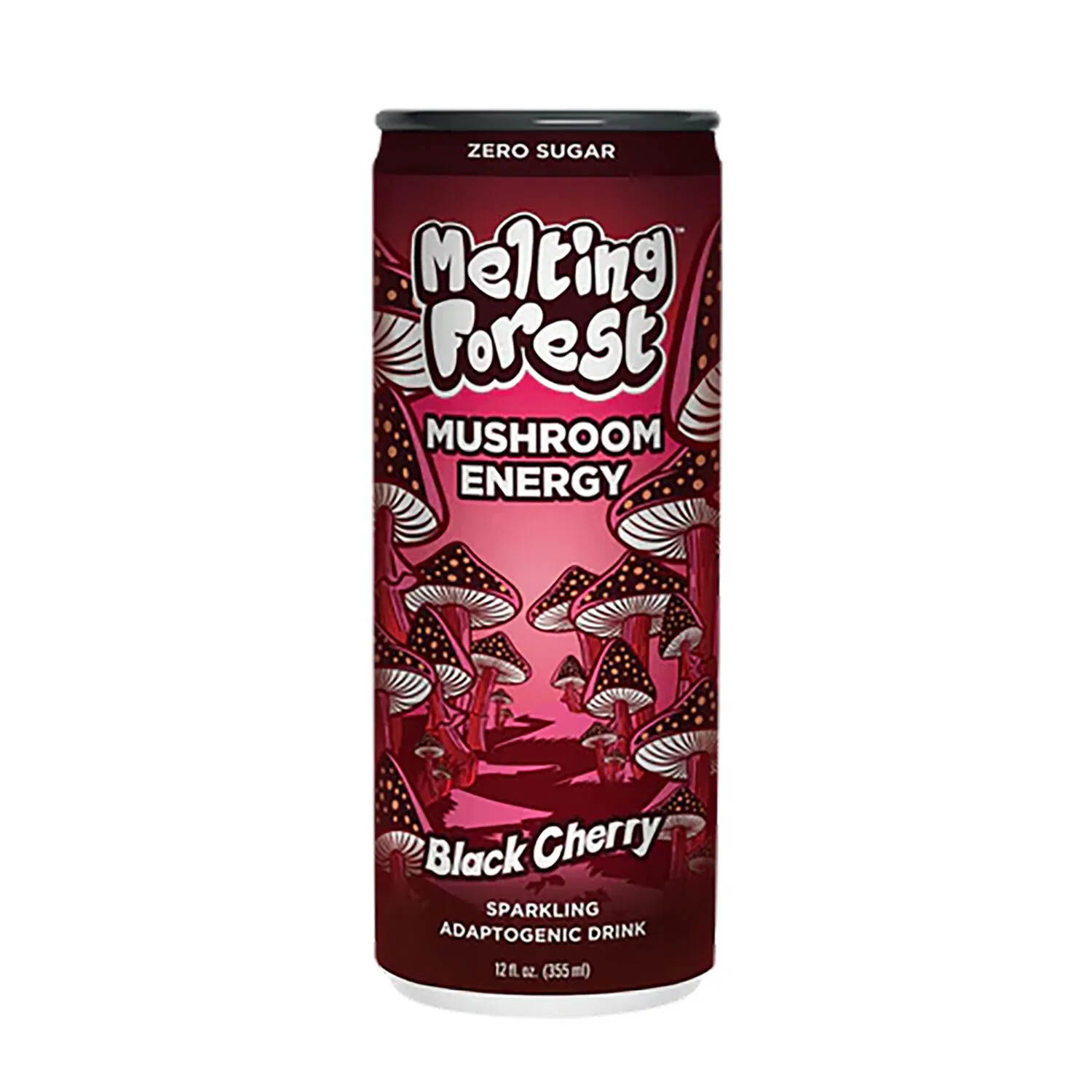 Black cherry mushroom energy drink can