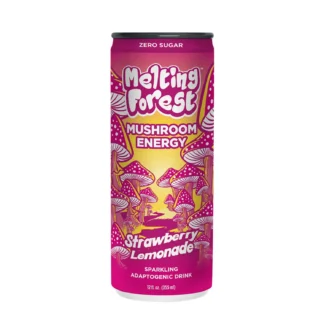 Pink mushroom energy drink can