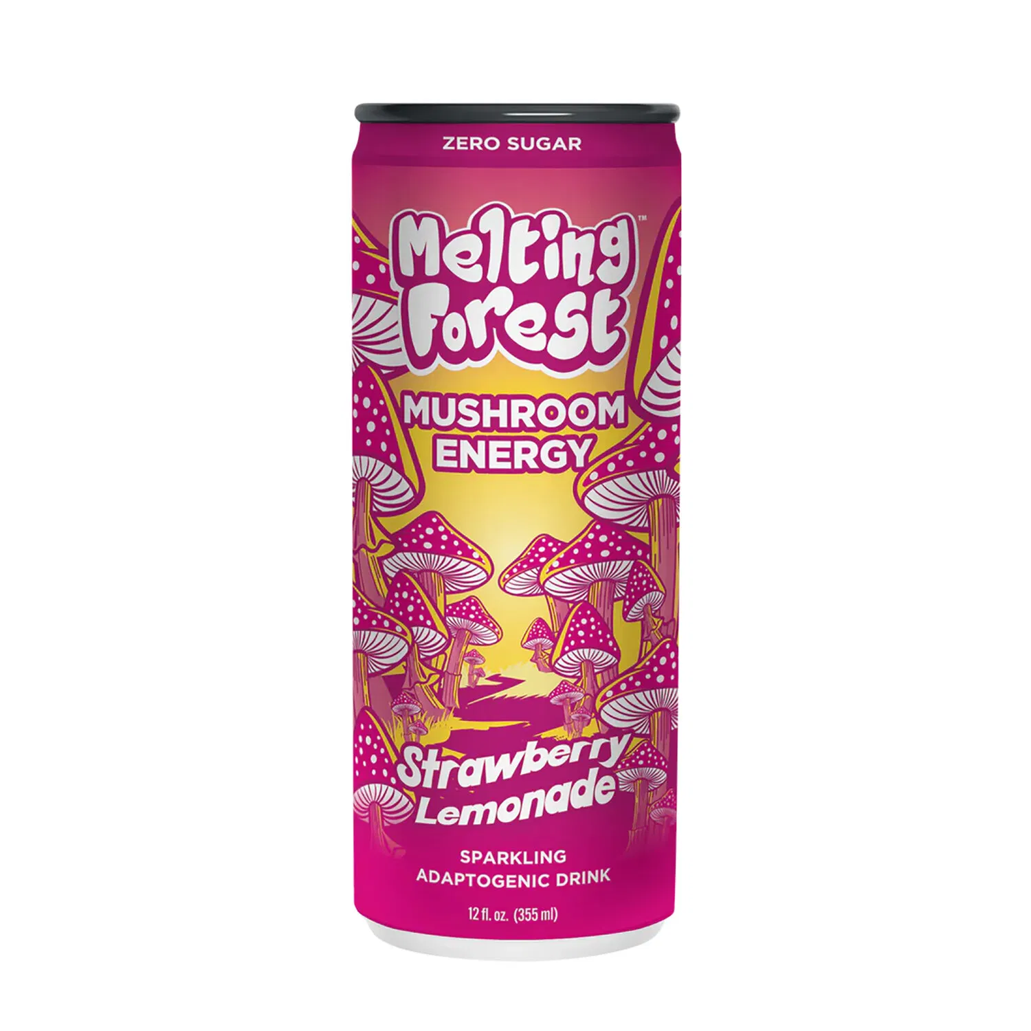 Pink mushroom energy drink can