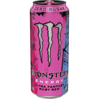 Pink Monster Energy drink can, zero sugar