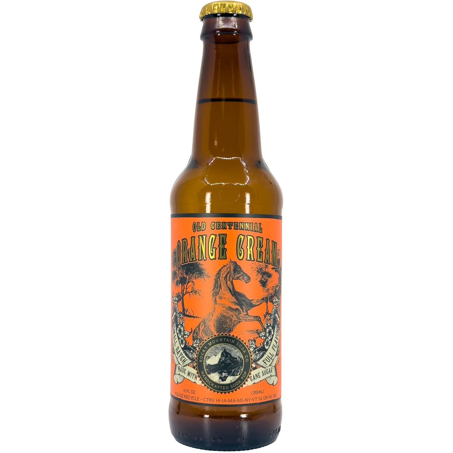 Brown bottle with orange cream soda label
