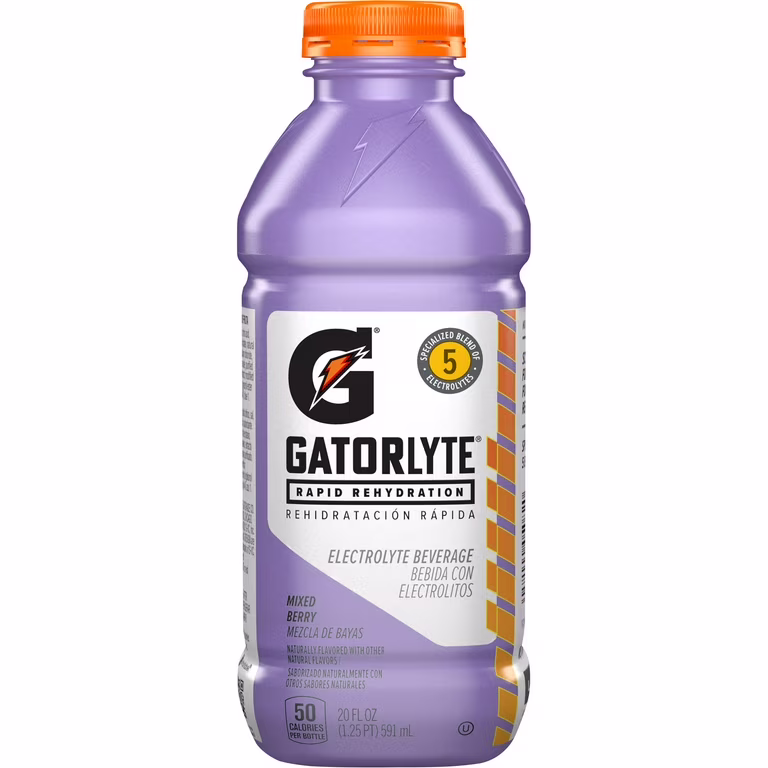 Gatorlyte Rapid Rehydration Drink - 12 Pack - Mixed Berries 20oz (Plastic)