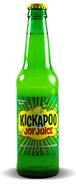 Green Kickapoo Joy Juice soda bottle