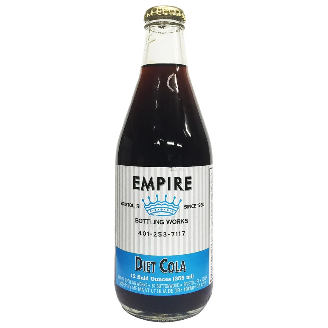 Glass bottle of Empire Diet Cola