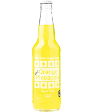 Glass bottle of orange pineapple soda