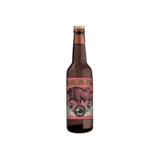 Brown beer bottle with buffalo label