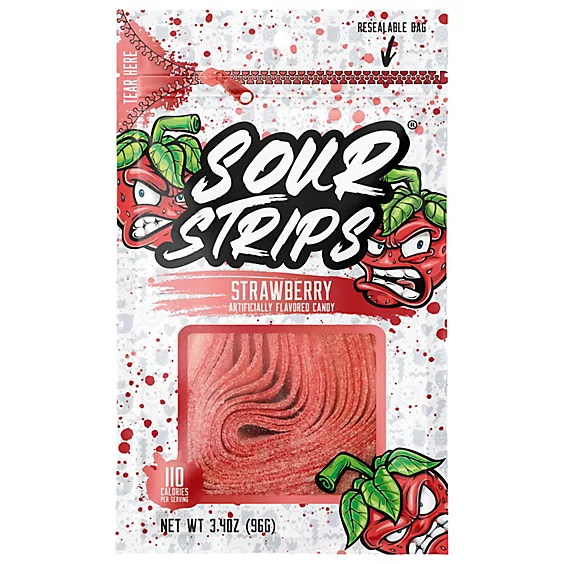 Sour Strips Candy - 12 Pack - Strawberry 3.4oz