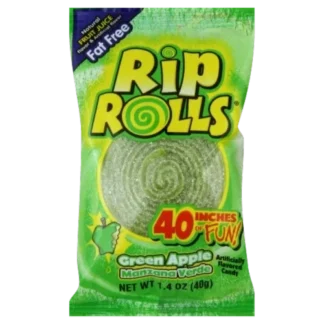 Rip Rolls Fruit Roll Candy - 24 Pack - Green Apple 1.4oz