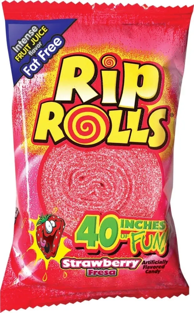 Rip Rolls Fruit Roll Candy - 24 Pack - Strawberry 1.4oz - Image 7