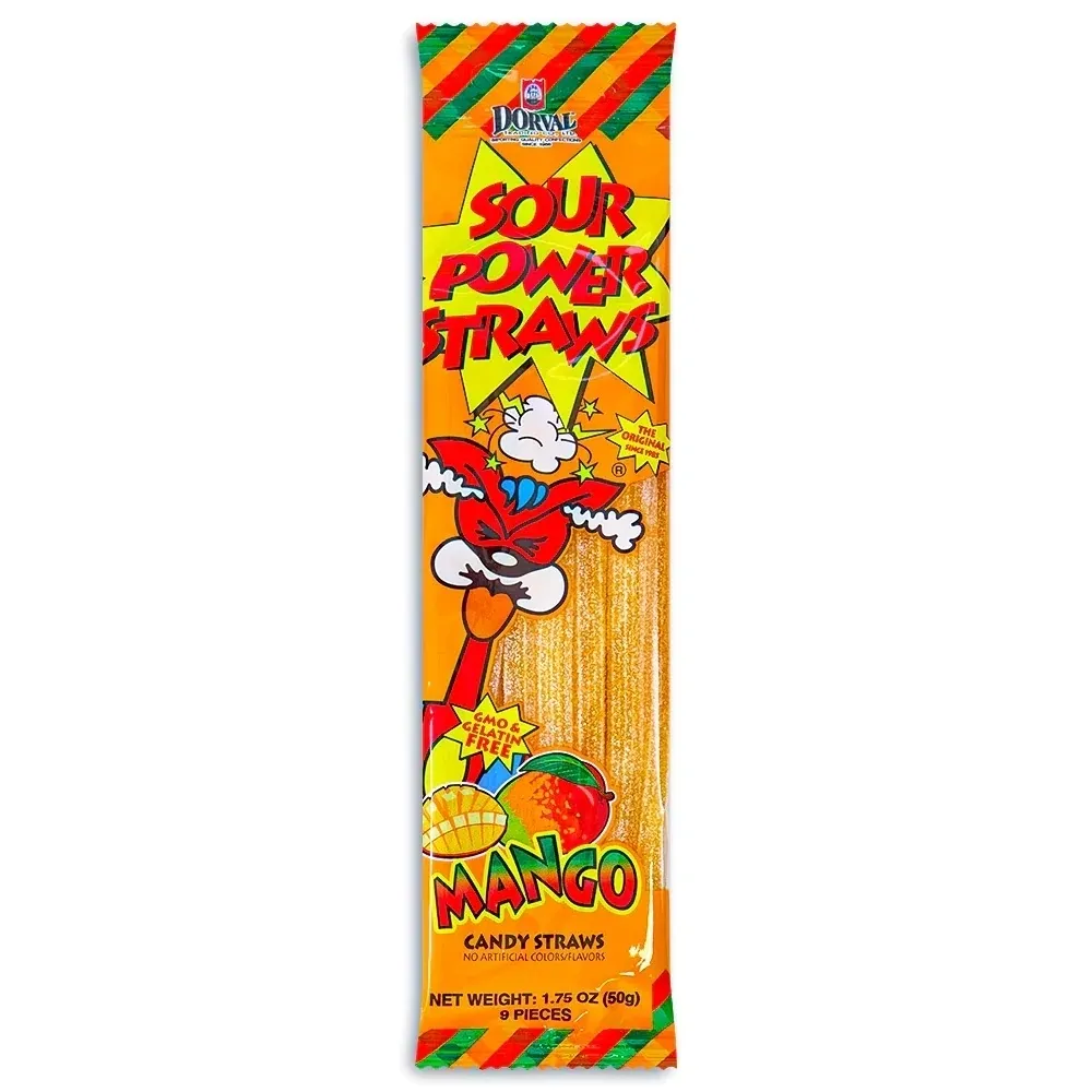 Sour Power Straws Candy - 9 Pack - Blue Raspberry 1.75oz - Image 4