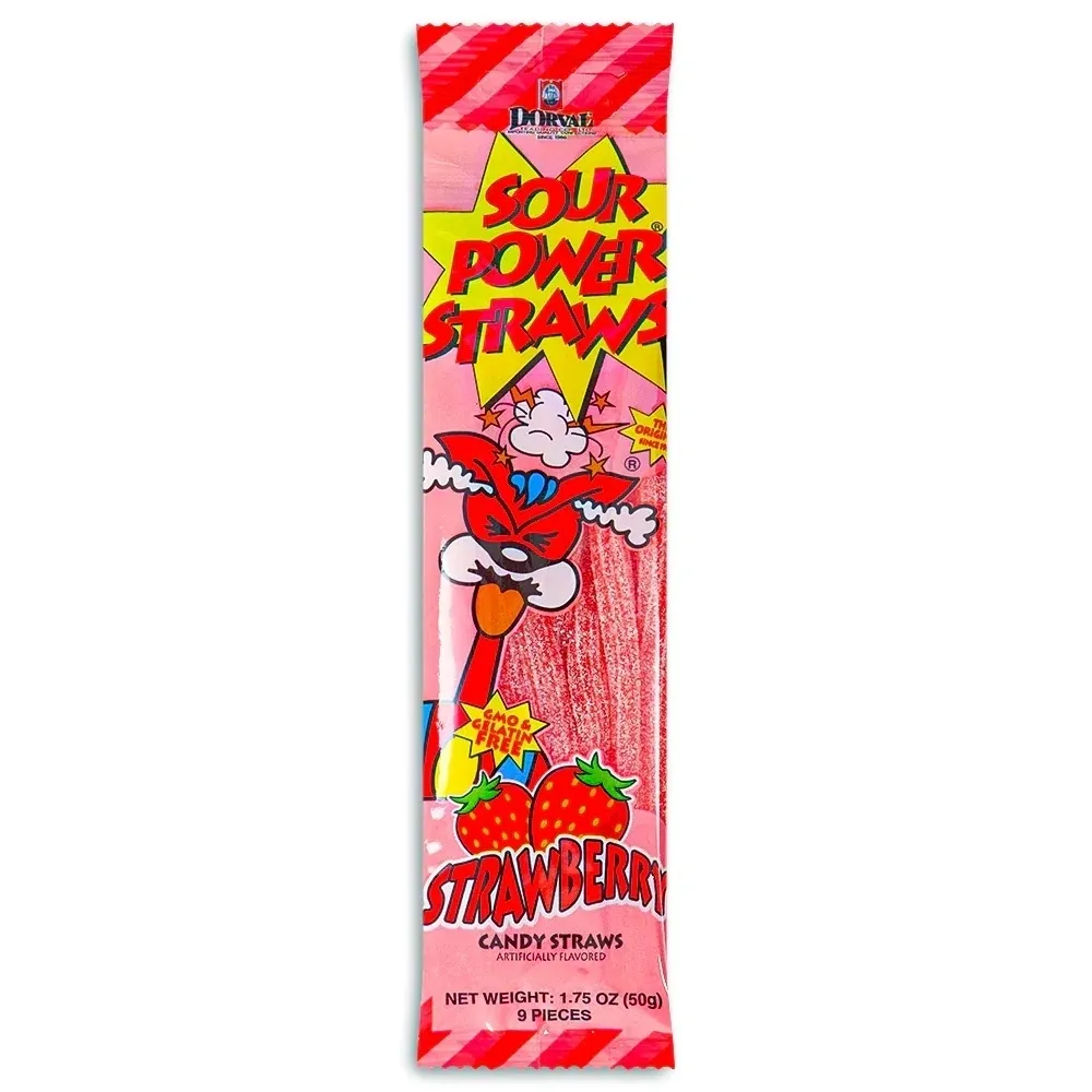 Sour Power Straws Candy - 9 Pack - Blue Raspberry 1.75oz - Image 6