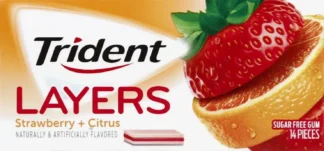 Trident Sugar Free Gum - 12 Pack - Layers Wild Strawberry + Citrus 14 Sticks