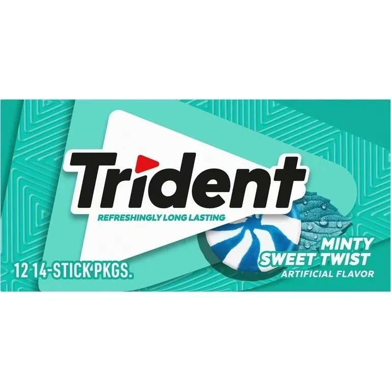Trident Sugar Free Gum - 12 Pack - Minty Sweet Twist 14 Sticks
