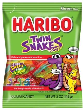 Haribo Gummy Candy Share Size - 12 Pack - Twin Snakes 4oz