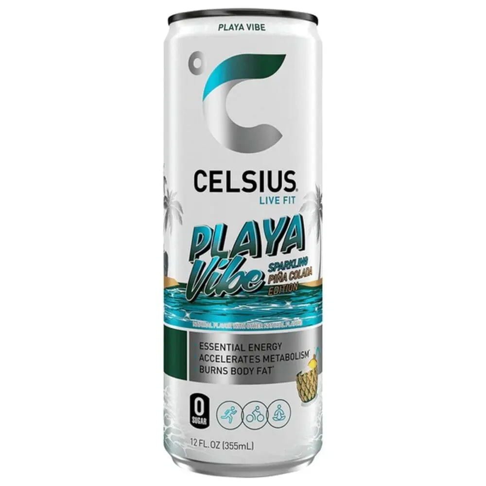Celsius Energy Drink - 12 Pack - Pina Colada Playa Vibe 12oz (Can)